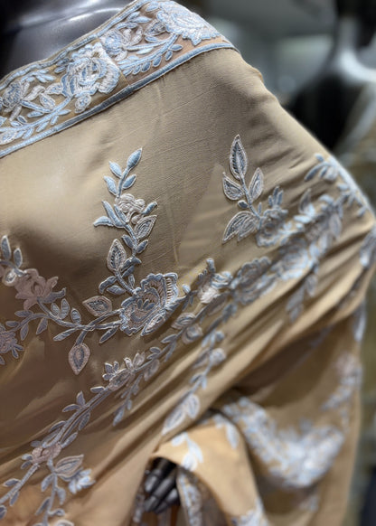 Beige Jaal Saree