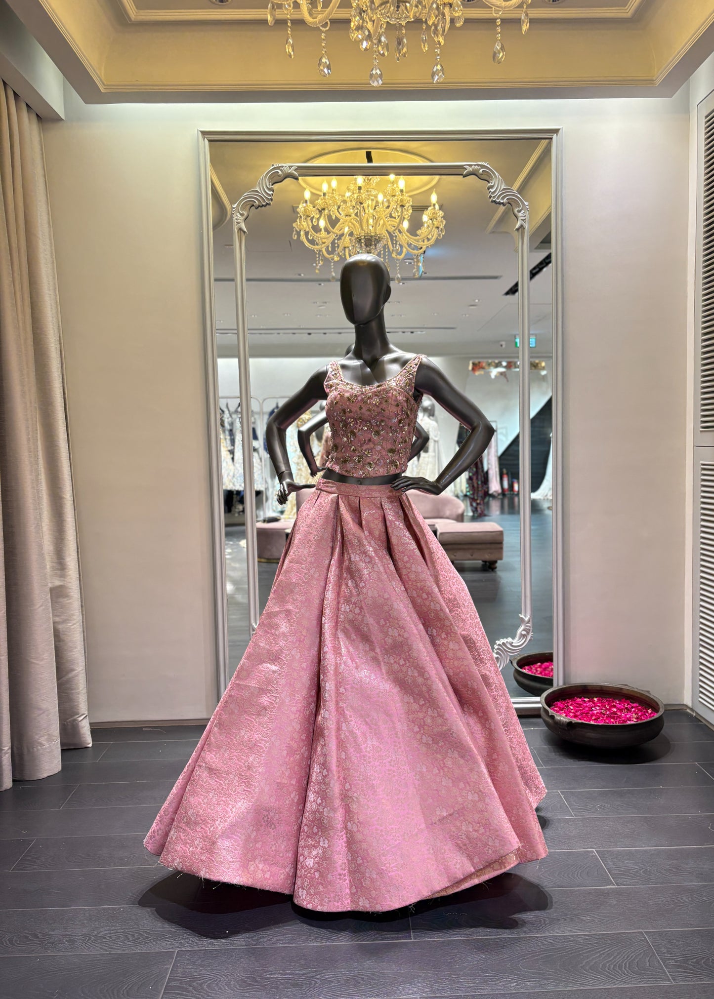 Brocade Pink Skirt Top