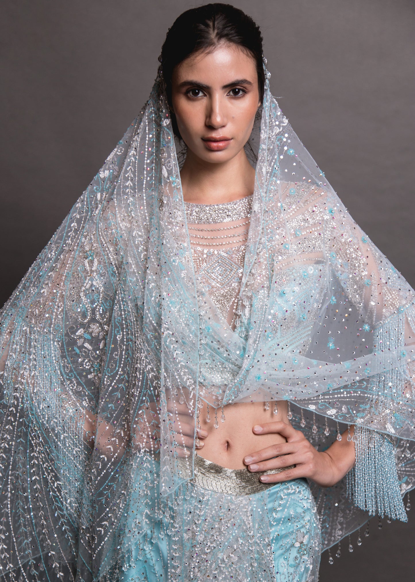 Ice Blue Drape Skirt