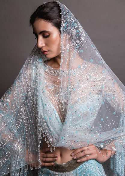 Ice Blue Drape Skirt