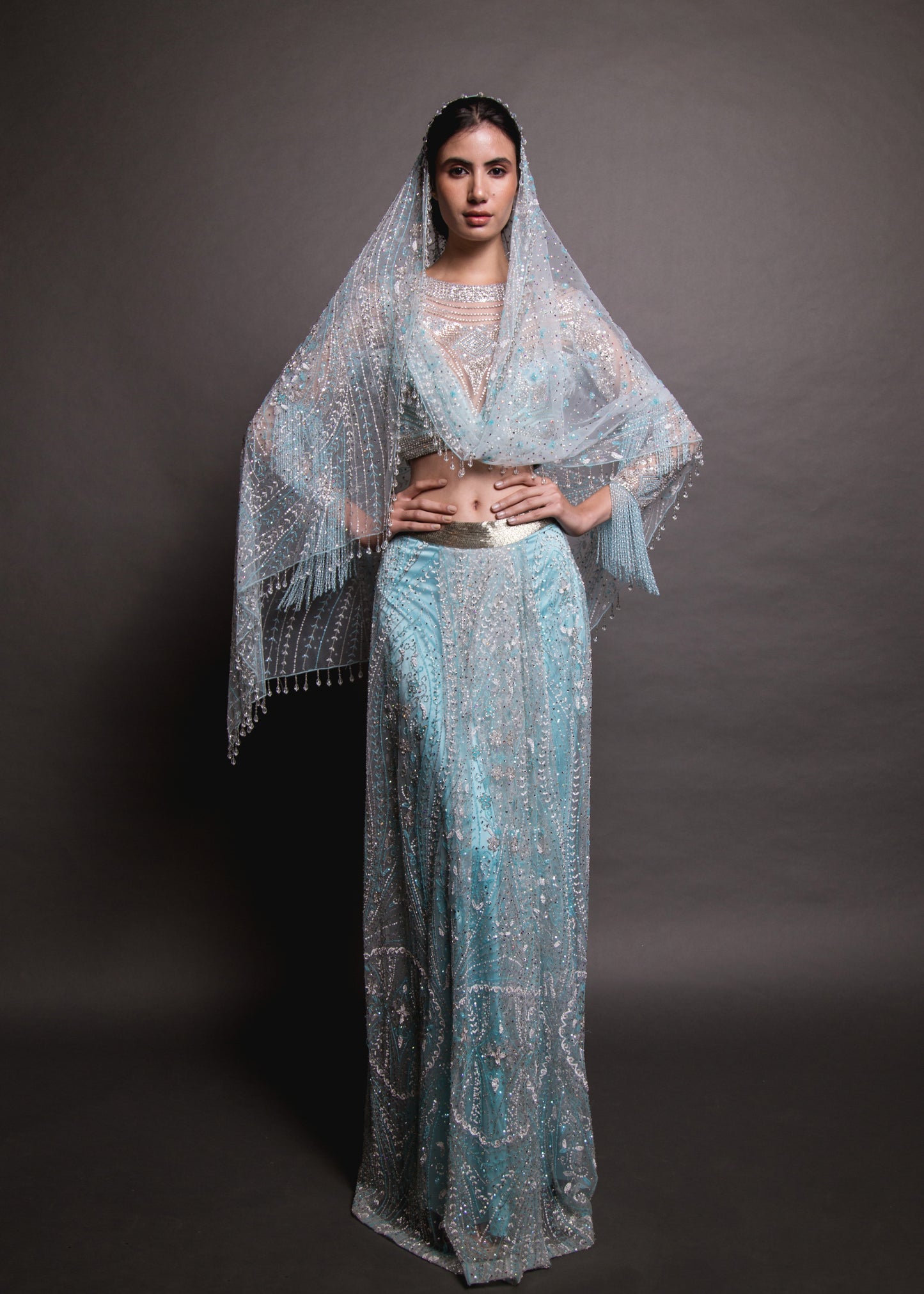 Ice Blue Drape Skirt
