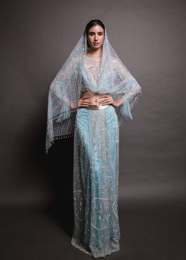 Ice Blue Drape Skirt