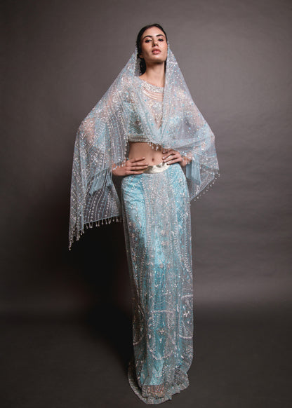 Ice Blue Drape Skirt