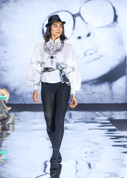 Ivory Embroidered Statement Blouse