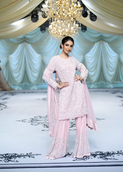 Blush Embroidered Sharara Set