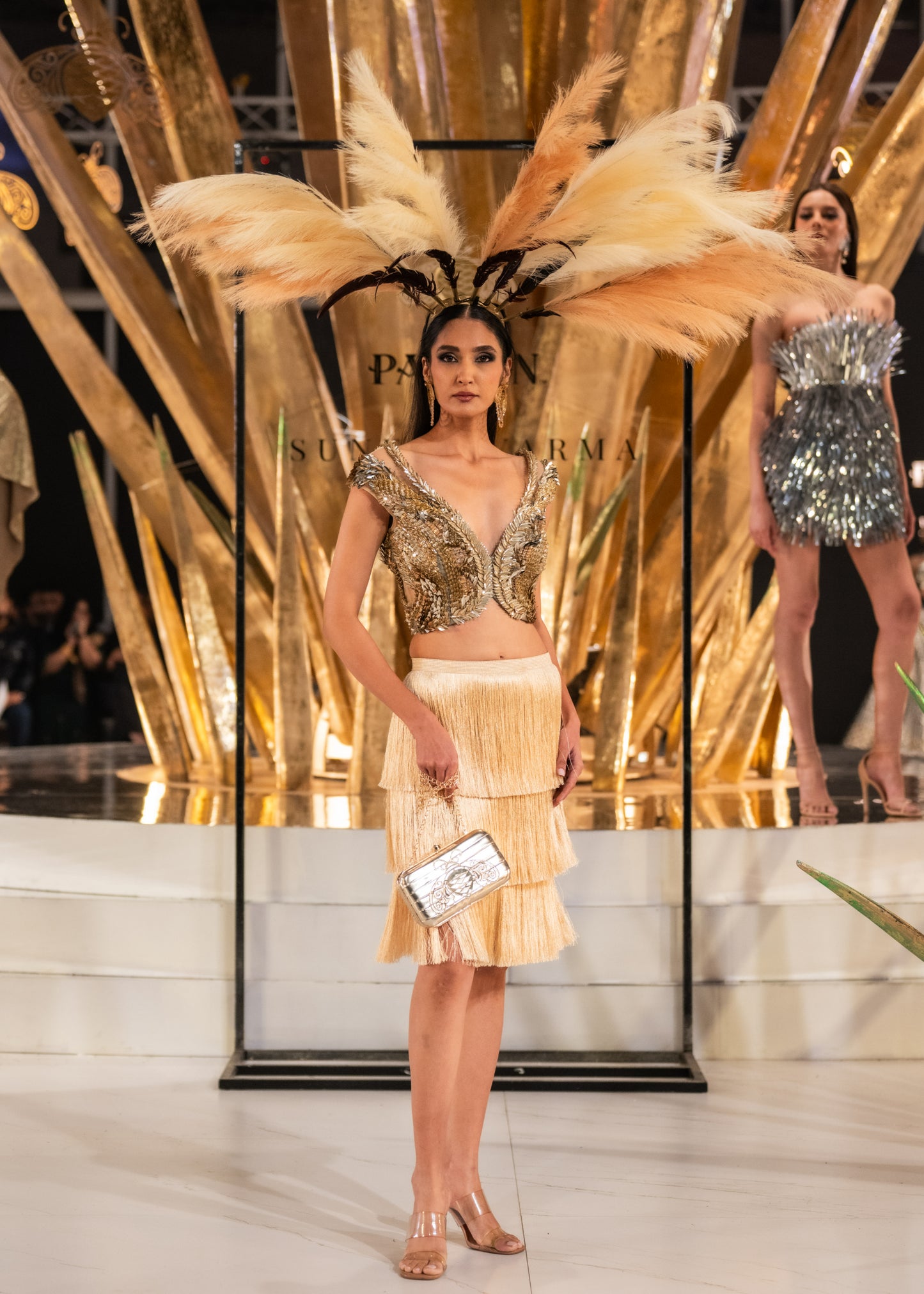 Gold Top With Fringes Skirt