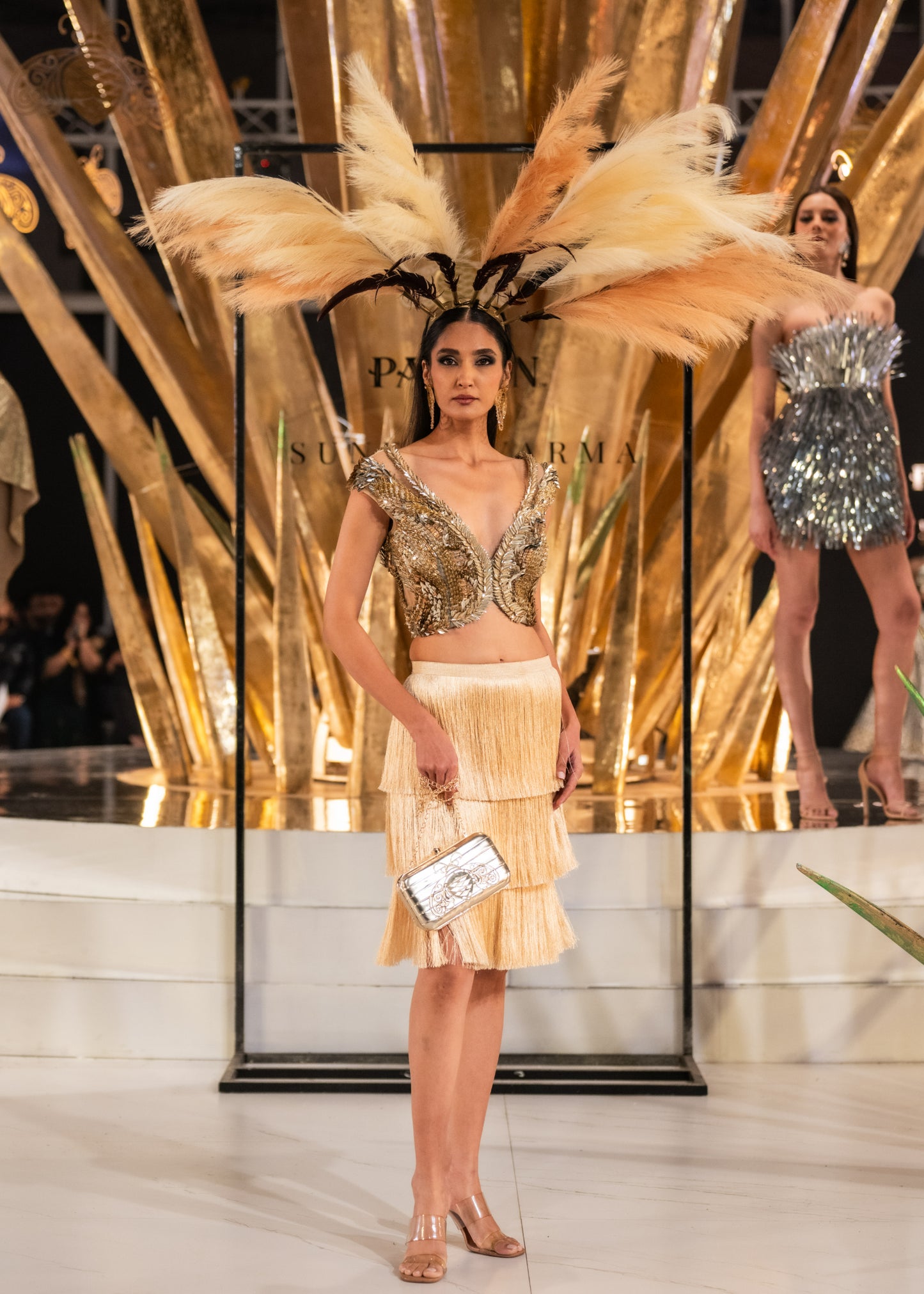 Gold Top With Fringes Skirt