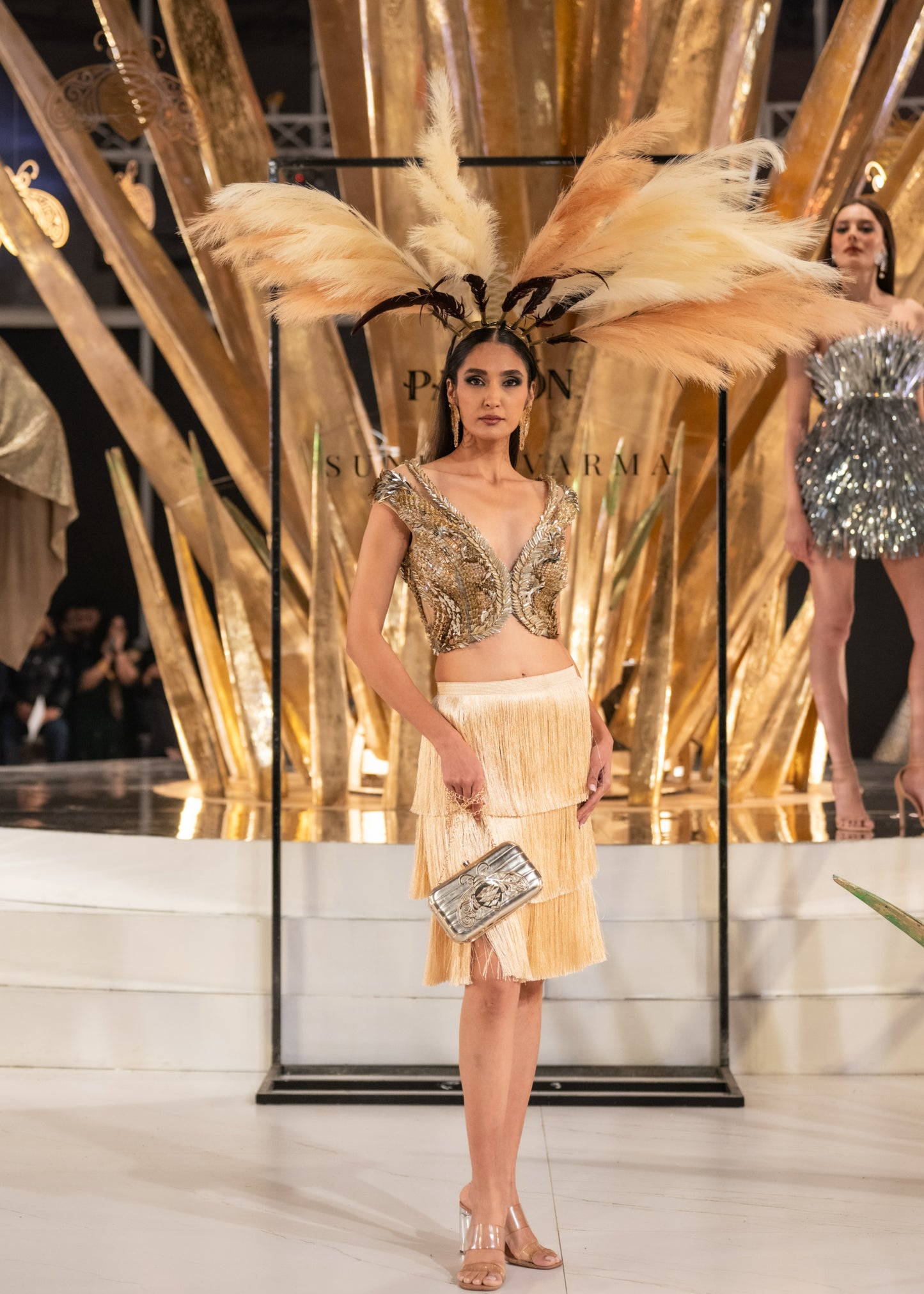 Gold Top With Fringes Skirt