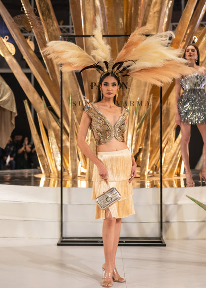 Gold Top With Fringes Skirt