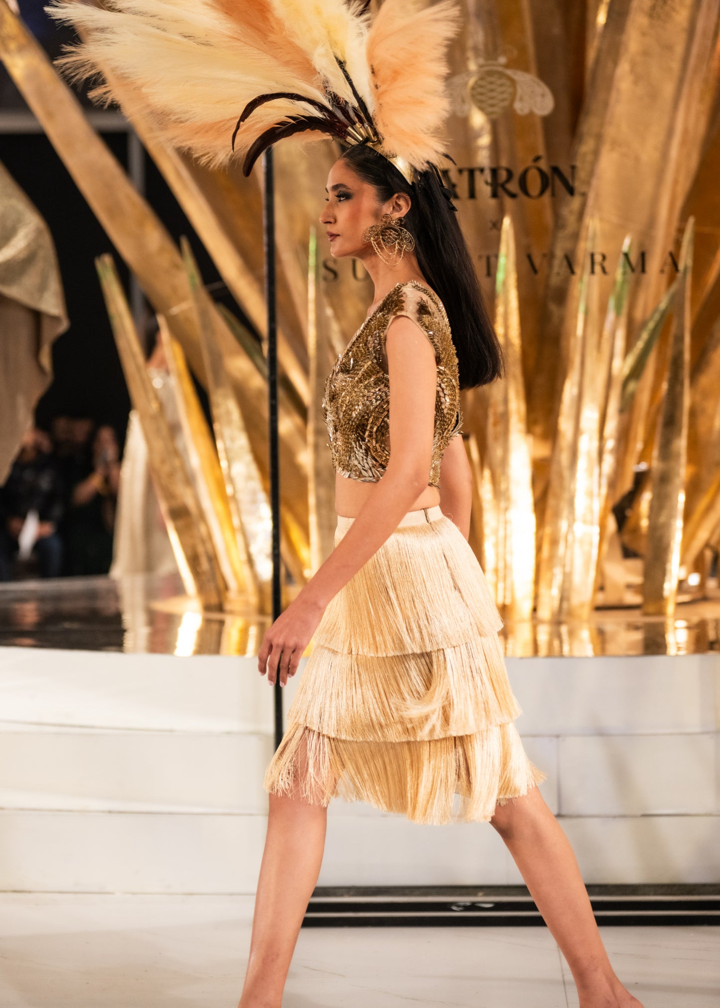 Gold Top With Fringes Skirt