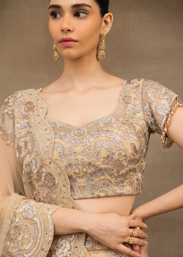 Exquisite champagne gold bridal lehenga set