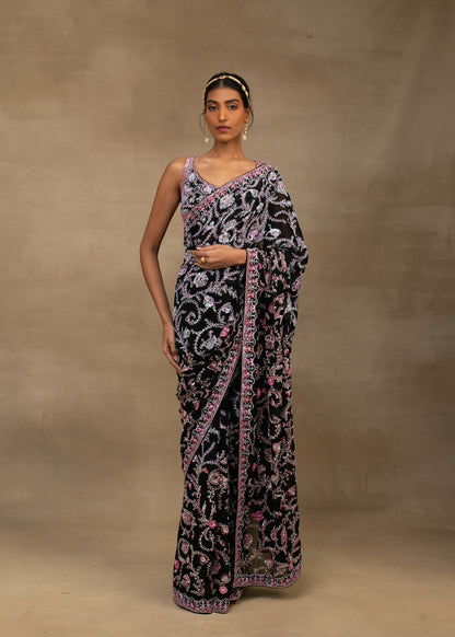 Black Paisley Saree with Blouse.