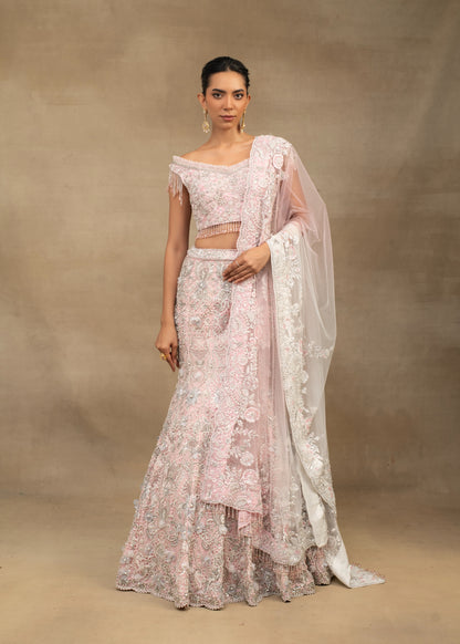 Mermaid style Blush Pink Lehenga Set